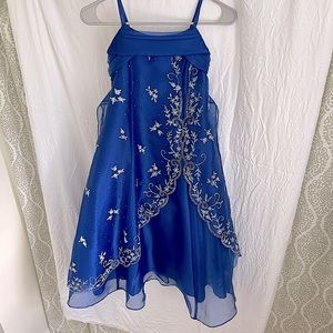 Blue floral girls dress. Bridesmaid dress, formal event, school event, etc.